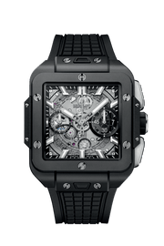 Hublot Square Bang Unico Black Magic 821.CI.0170.RX - cinturino caucciù nero - cassa ceramica nera e quadrante scheletrato